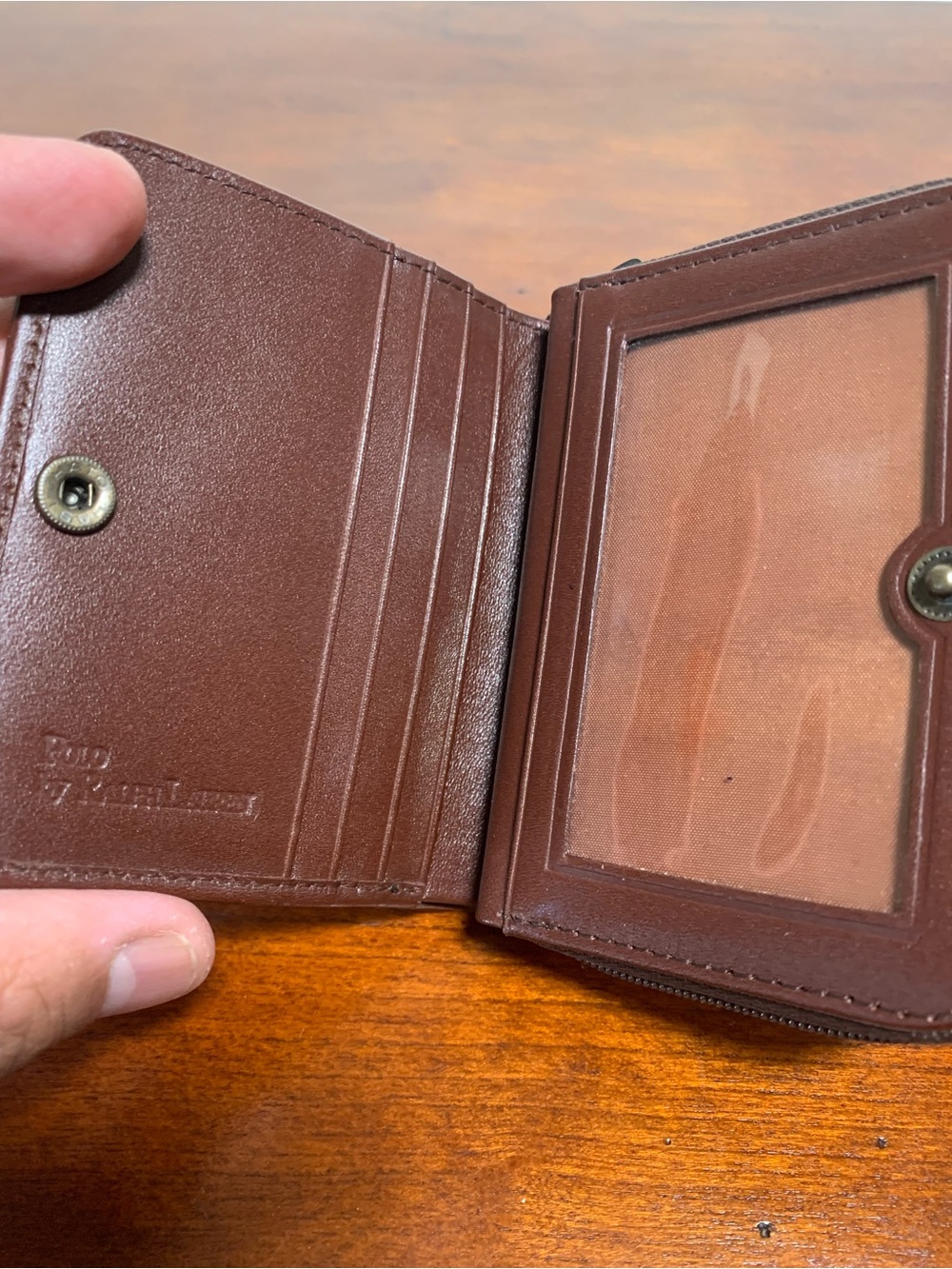 POLO Ralph Lauren Plaid Brown Leather Coin Wallet Blackwatch Tartan VTG - Picture 4 of 6